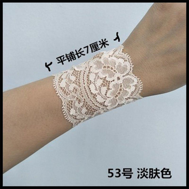 蕾絲護腕套 遮疤痕紋身裝飾花邊短款袖口配飾, 53號淡膚色 長7釐米 一雙,M碼 體重7095斤穿圖片位置, 1個