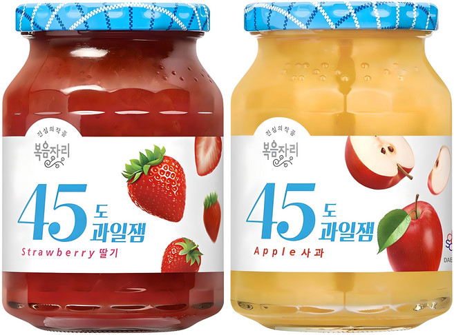 복음자리 45도 과일잼 딸기 + 사과, 1세트, 350g