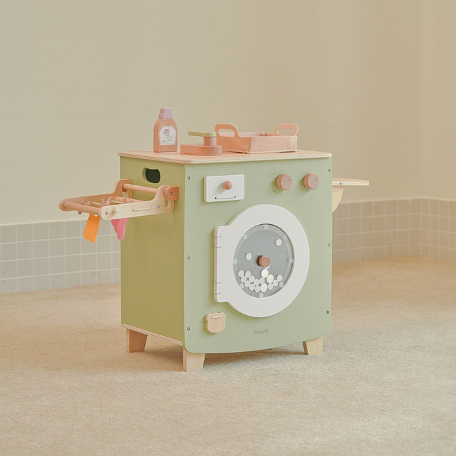 원목 세탁기 역할놀이 장난감 유아 주방놀이 24개월 2세 3세 여아선물 폴라비, 1개