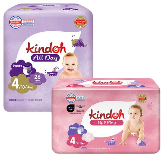 킨도 통잠 기저귀 팬티형 4단계(뉴올데이4팩+업앤3팩) 200매, 4매, 4단계