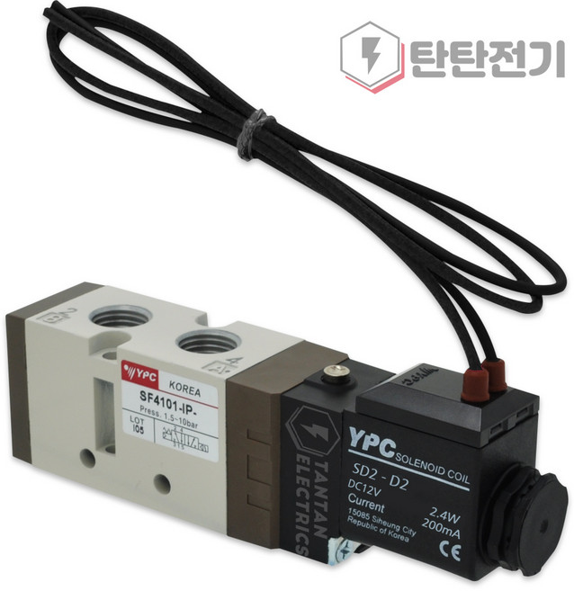 SF4101 IP SD2 D2 공압 에어 솔레노이드 밸브 DC 12V 5포트 2위치 싱글 1/4 PT 연우뉴매틱 YPC, 1개