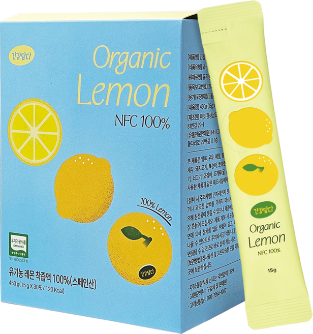 건강담다 유기농 레몬즙 레몬수 레몬스틱, 30개, 15ml