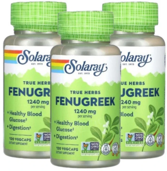 솔라레이 호로파씨앗 페뉴그릭 620mg 100캡슐 3개 호로파 Fenugreek, 100정 - 쿠팡