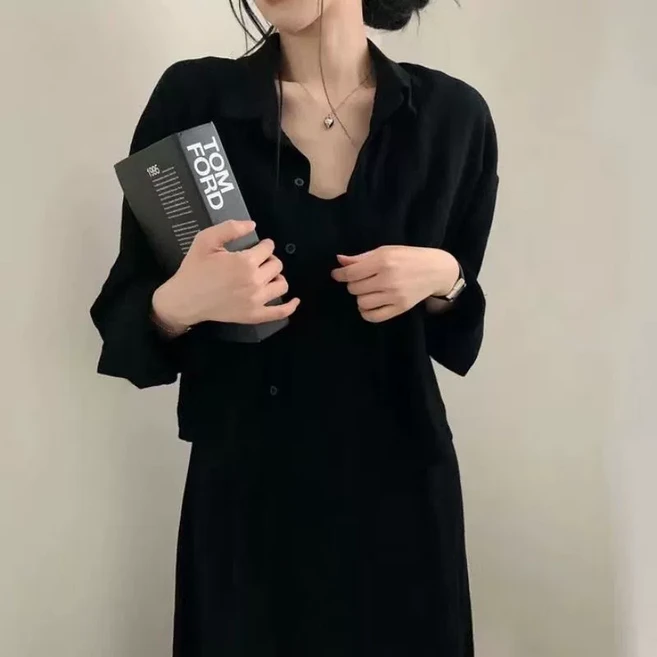 여성 민소매 원피스 블라우스 2종 세트 셋업룩 바캉스룩 데일리원피스 봄 여름 가을 간절기룩