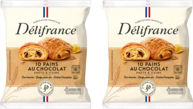 델리프랑스 뺑오쇼콜라 크로아상 베이커리 냉동 생지(버터 21% 초코 11%), 2개, 600g