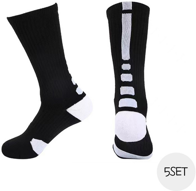 FANSYLI 러닝양말 남녀공용 중목 축구양말 자전거 등산 헬스 테니스 이중쿠션 운동양말 스포츠양말 5켤레 5P 2064JLL506