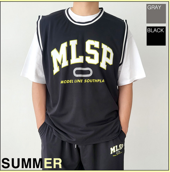 (빅피닉스)남자 빅사이즈 오버핏 여름 스포티 레터링 나염 나시 티셔츠 민소매 농구티 트레이닝세트