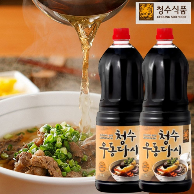 청수 우동다시 1.8리터 2개 업소용 우동 국물 육수 가다랑어 농축 원액 찌개 장국 대용량 식당 휴게소, 1.8L, 4개
