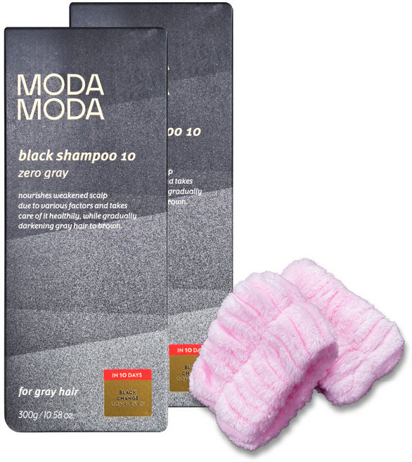모다모다 제로 그레이 블랙 새치 염색 샴푸 추가 구성 세안 밴드 1P, 2개, 300g