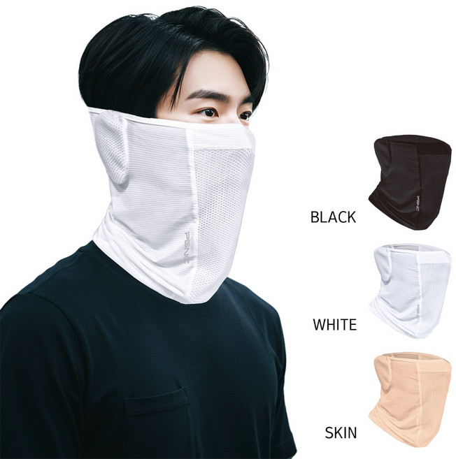 ㈜패기앤코 귀덮는 자외선차단 기능성 쿨스카프 썬블럭 마스크 골프 파크골프 테니스 러닝 등산 캠핑 운전 낚시 자전거 농사 공사현장 야외활동, 블랙, 1개