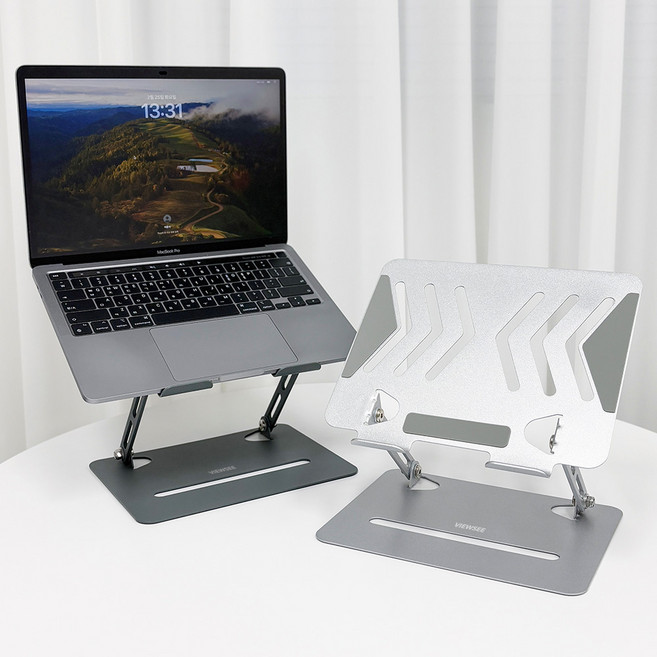 뷰씨 알루미늄 접이식 노트북 맥북 받침대 에어블 거치대, 스페이스그레이, 1개