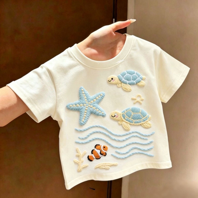 海洋動物刺繡T恤