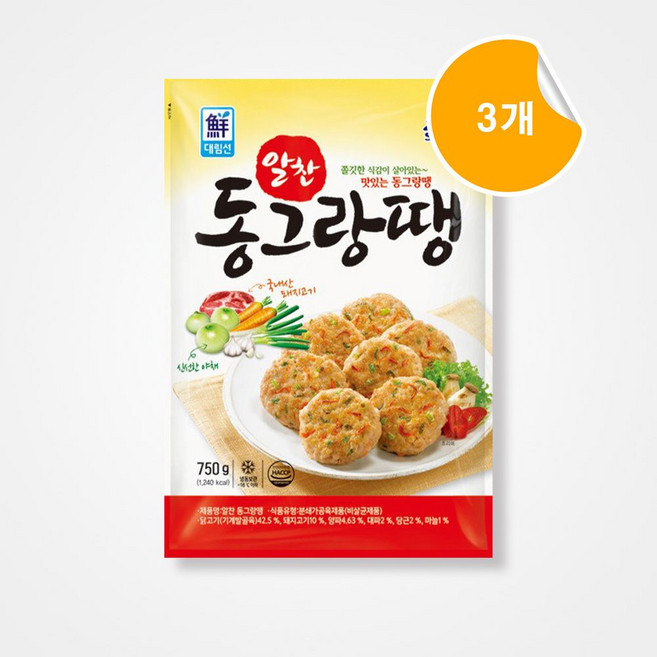 [사조대림] [대림냉동] 알찬동그랑땡 750g x3개, 3개