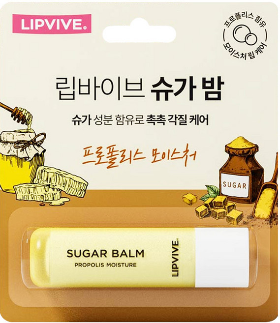 애경 립바이브 슈가밤 립밤 보습 립케어, 1개, 4.8g, 프로폴리스 모이스처