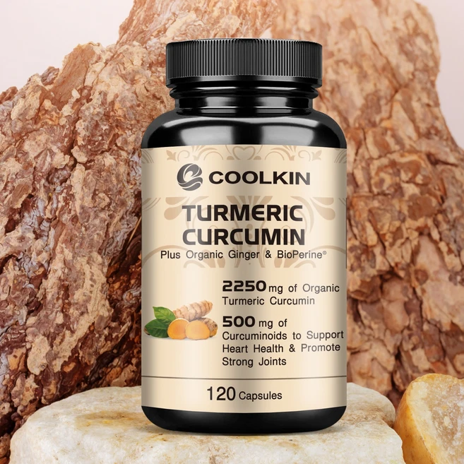 오가닉 터메릭초고농축 캡슐 95% 큐커민노이드 함유 항염·통증 완화·간 건강 지원 생강 추출물·블랙페퍼로 흡수율 200% 향상 식물성 캡슐, 2개, 120정 - 쿠팡