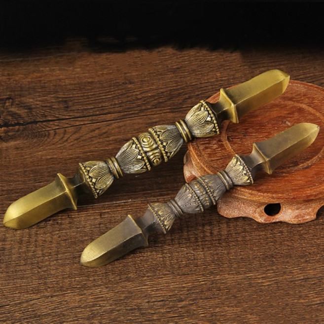 6.3 "16Cm 구리 Tokkosho Vajra Dorje 티베트 불교 명상 유물 행운의 달마 컬렉션 장식품, 02 20CM, 01