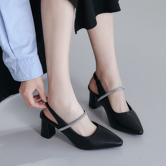 스타앤코 스틸레토 큐빅 슬링백 구두 7cm