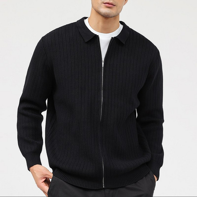 글리멜로 남자 데일리 카라넥 집업 골지 니트 자켓 가디건