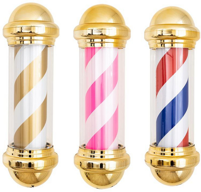 나리온 프리미엄 LED 미용실 싸인볼 이발소 헤어샵 바버샵 조명 회전간판, 실버헤드 블랙 세로55cm, 1개