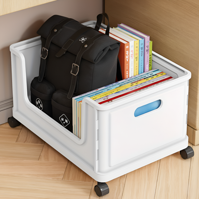 간편 이동식 바퀴형 다용도 리빙박스 수납 정리함, 1개, 화이트