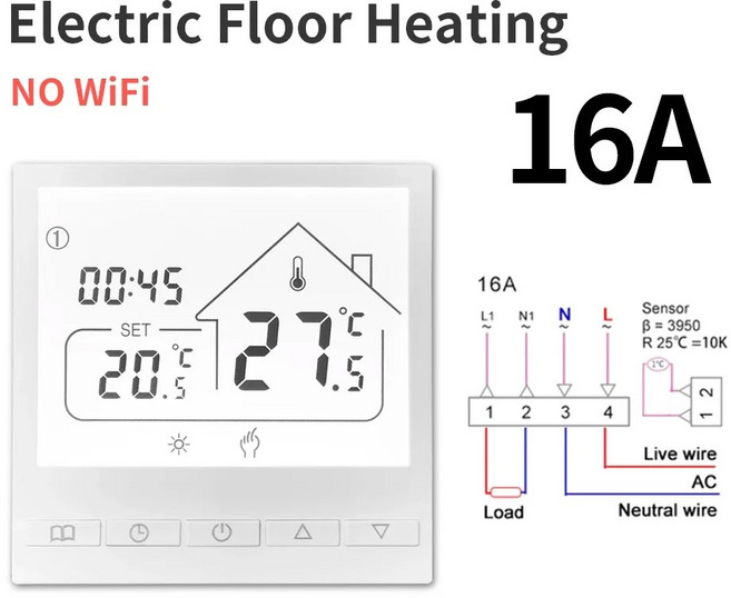 와이파이 투야 스마트 알렉사 컨트롤러 얀덱스 온도 전기 보일러 룸 가스 바닥 앨리스 난방 온도조절기, 1개, 1개입