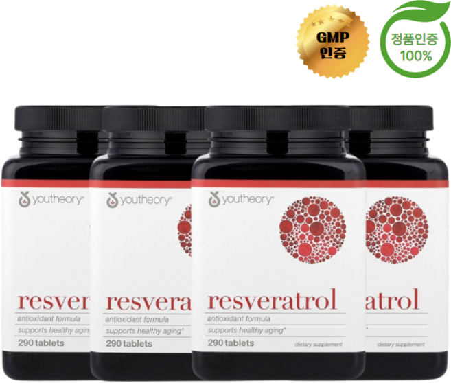 2+2 Youtheory 레스베라트롤 290정, 4개