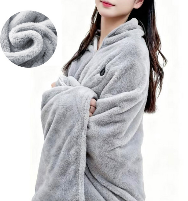 MIGA 인조 토끼털 온열 담요 캠핑용 무선 1인용 차박 전기담요, 그레이