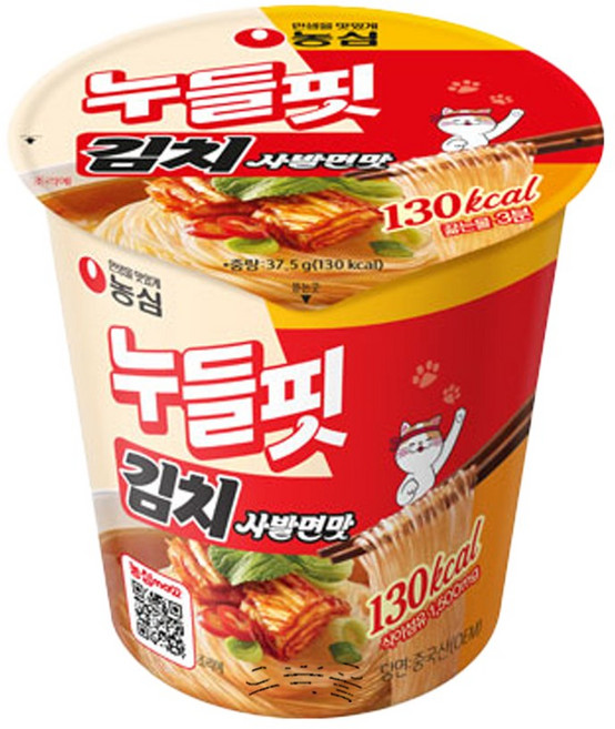 농심 누들핏 김치사발면맛 37.5g, 6개
