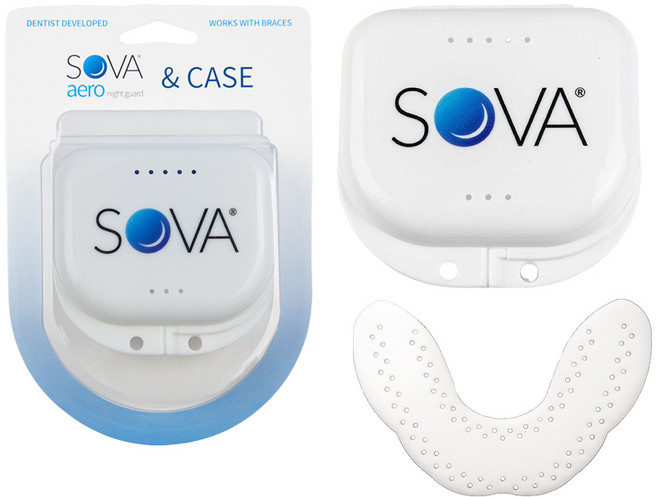 SOVA AERO 專業 - 舒適透氣 有效防止夜間磨牙, 1套, 防磨牙牙套+收納盒組