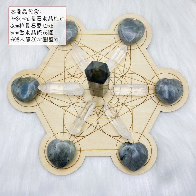念念不忘 拉長石水晶陣 DIY組合 能量擺飾 冥想晶石, 念念不忘-自創水晶陣