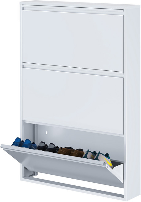 화이트 3단 서랍형 신발장 홈 메탈 신발장 거실 현관 신발장 모던 심플 스타일 신발장 대용량 수납 서랍장 다기능 3단 수납장 공간 절약형 신발장 홈 수납장, 하얀색