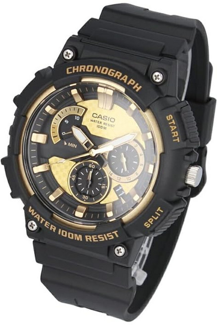 CASIO 카시오 카시오 스탠다드 저가 카시오 치프카시 손목시계 시계 남성용 크로노그래프 수지 블랙 골드 MCW-200H-9A