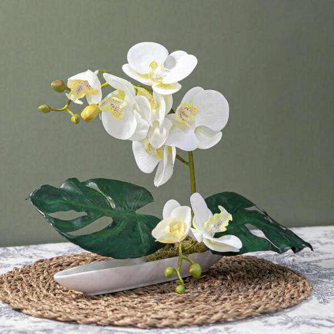 아트박스/플라워트리 호접란 몬스테라 조화 센터피스 수반 set 32cm 장식