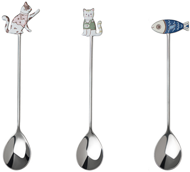 얼룩 고양이 티스푼 3P 세트, 3개