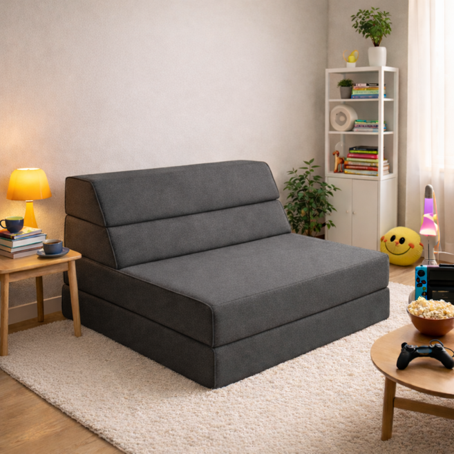 나가다 프리미엄 고탄성 4단 접이식 쇼파베드 폼매트리스, 2차콜