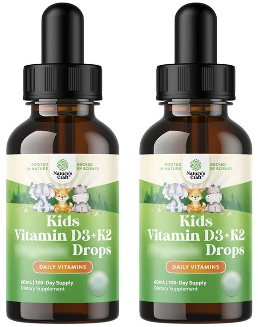 네이처스크래프트 어린이용 비타민 D3+K2 드롭스, 2개, 60ml - 쿠팡