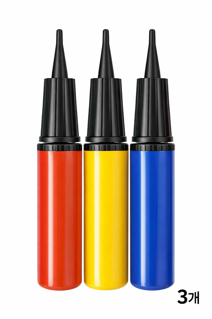 브로키 풍선 손펌프 튜브 공기주입기, 3개, 혼합색상