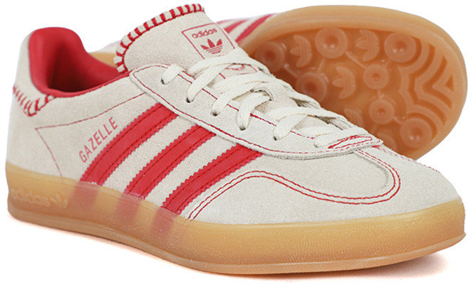 아디다스 스니커즈 가젤 GAZELLE 인도어 우먼스 화이트-레드 3S 로고