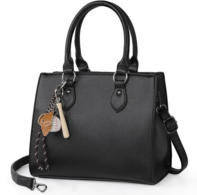 탄토미 여성용 비건 가죽 토트백 블랙 지갑과 트렌디한 사첼백 조절 스트랩