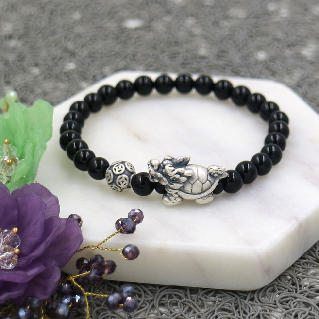 925실버 용귀 오닉스 원석팔찌 / 재물복기원 액운소멸