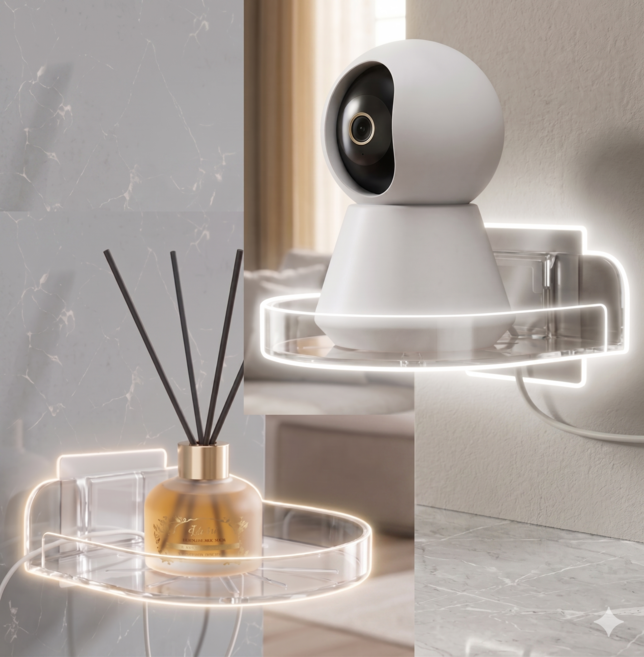 모노리 강력고정 과열방지 무타공 홈캠 거치대 카메라 cctv 받침대, 1개, 투명