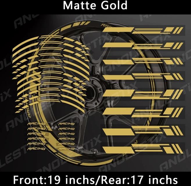 반사 오토바이 휠 스티커 허브 데칼 림 스트라이프 17/19 인치 YAMAHA Honda Kawasaki Suzuki BMW KTM Husq, 02 Matte Gold, 1개