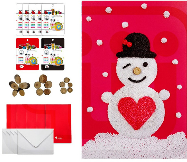 토단 눈사람 크리스마스 카드 만들기 5인 세트 클레이