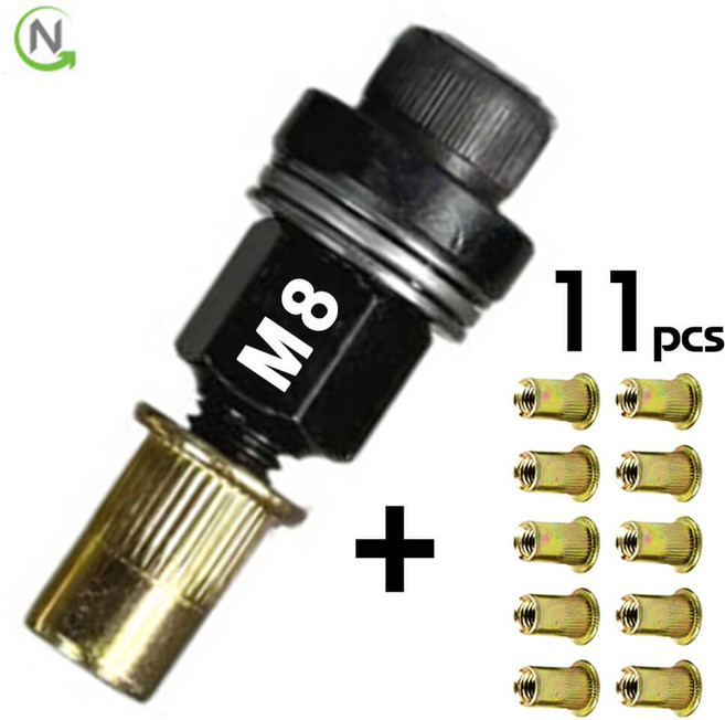 블랙불 너트 리벳 팝너트11p 어댑터 M8세트 수동 아답터 리벳건 리베팅 리벳팅 리베터기, 1세트