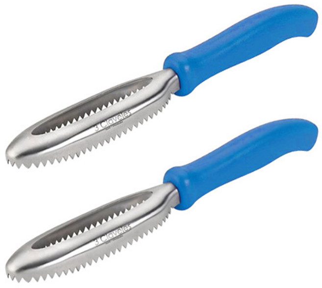 3클래버스 생선 비늘 제거기 (P손잡이), 블루 2개 세트, 1개