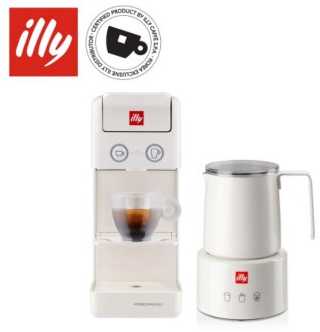 [본사정품]일리캡슐머신 Y3.3 (화이트)+일리우유거품기+일리머그컵증정, Y3.3 (화이트)+일리우유거품기(화이트)+일리머그컵