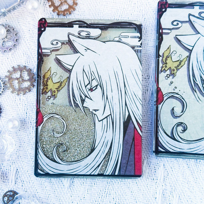 오늘부터 신령님 애니메이션 굿즈 유동 펄 배경 아크릴, 6x9cm 토모에  얼굴 측면