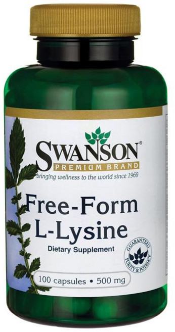 Swanson 斯旺森 游離型左旋離胺酸膠囊 500mg, 100顆, 1罐