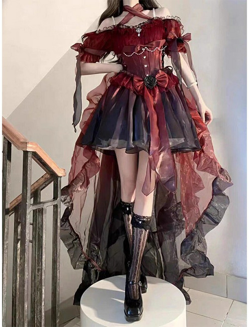 할로윈 드레스 코스튬 이브닝 로리타 서스펜더 스커트 퍼프 공주 웨딩 의상