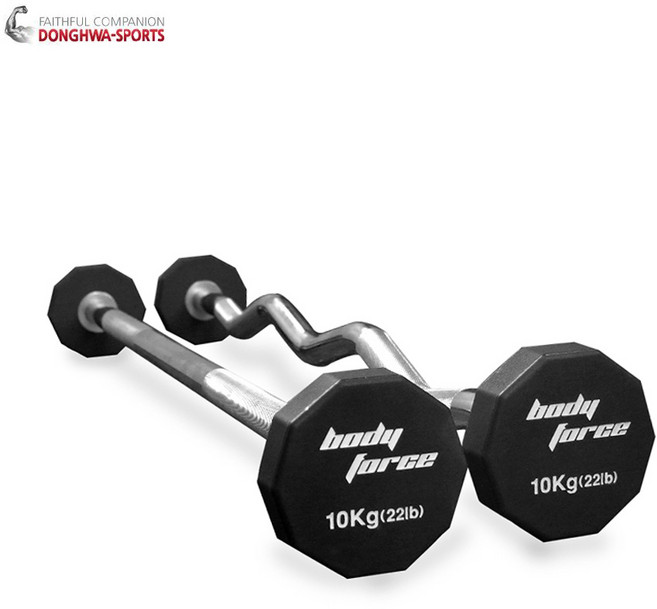 바디포스 TPU 우레탄 10각 고정식 바벨 손잡이 10kg~30kg [동화스포츠 공식 제품], 컬, 20kg, 1개